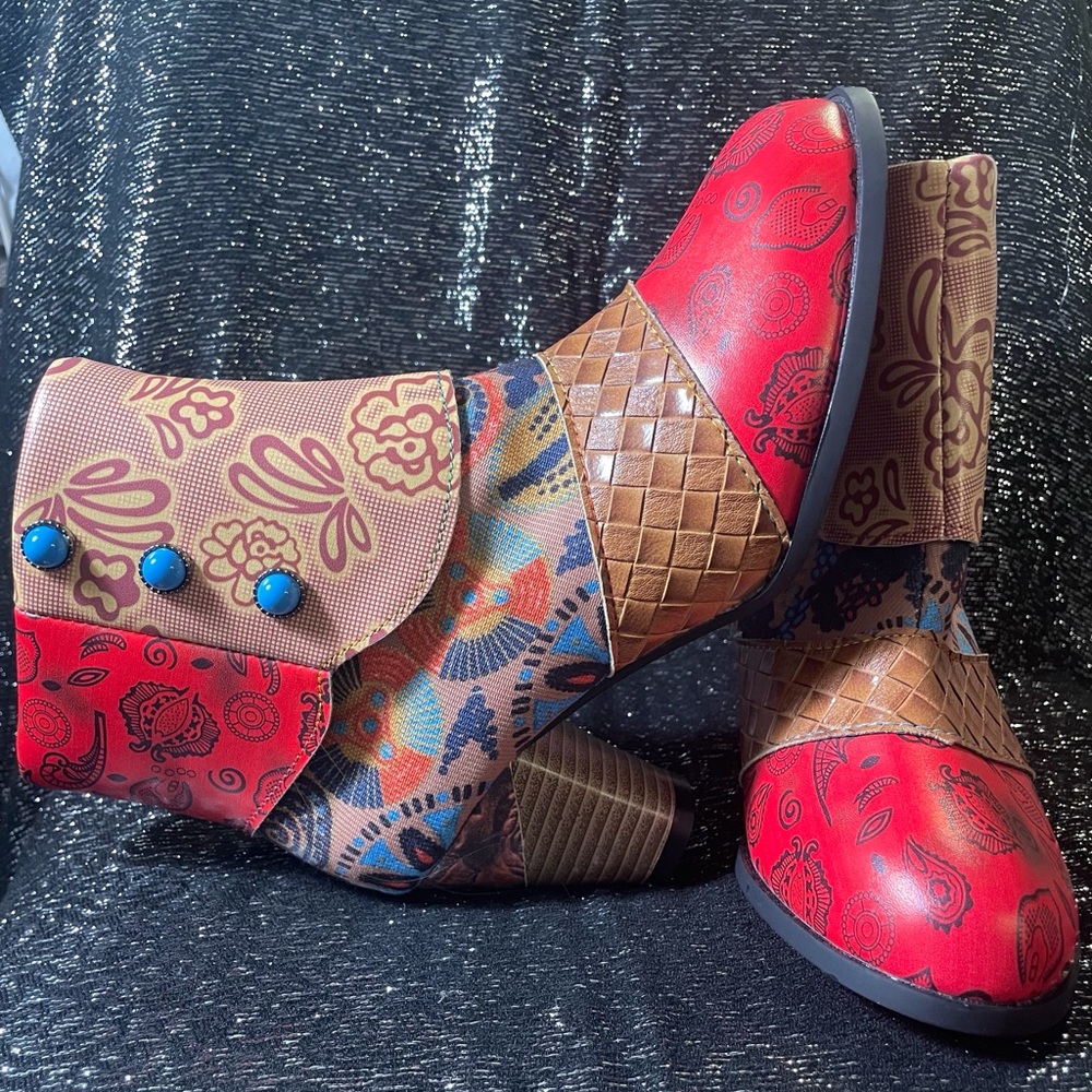 Bohemian Ankle Boots Sz 37 (6.5-7) - Picture 3 of 7